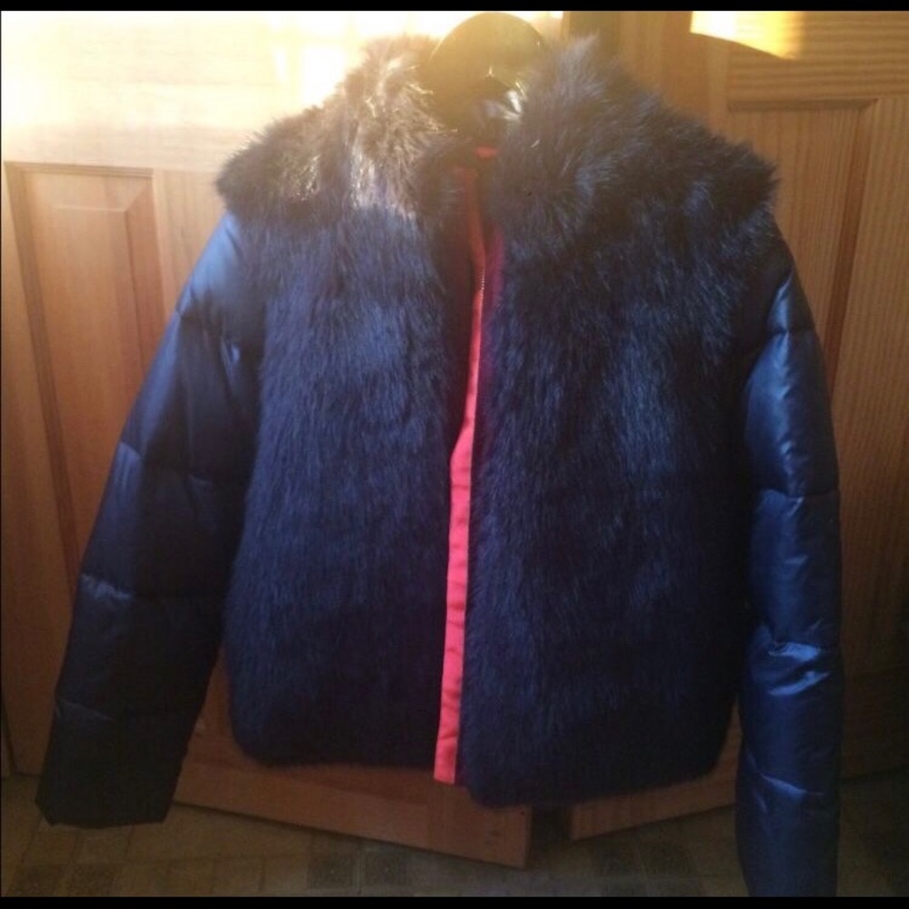 Crewcuts Kids Fur Puffer Zip Up Jacket